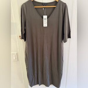 Eileen Fisher brown V-Neck Shift Dress
